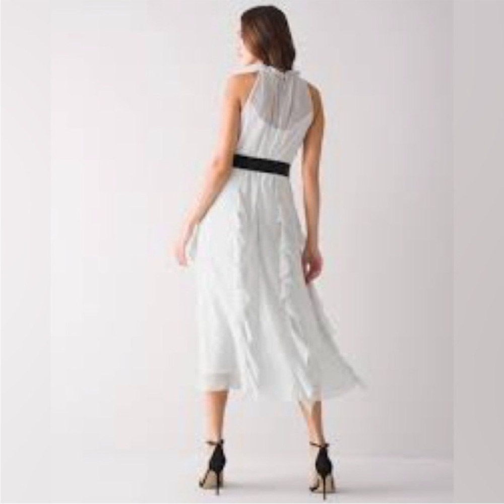 White House Black Market flock dot ruffle dress NWOT - Picture 2 of 7